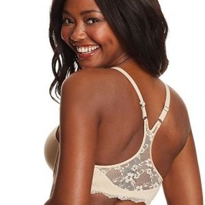 Maiden Form Lace T-Back Bra 40DD front clasp polka dot